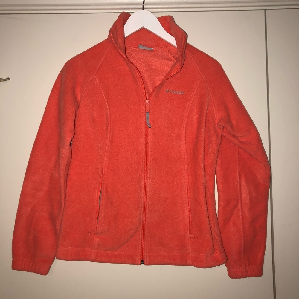 Neon orange fleece jacket